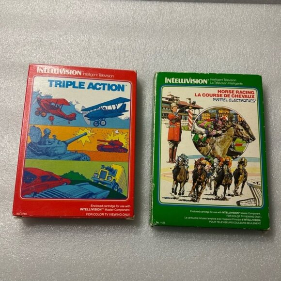Mattel Intellivision Triple Action and Horse Racing Vintage Video Games - Picture 1 of 5